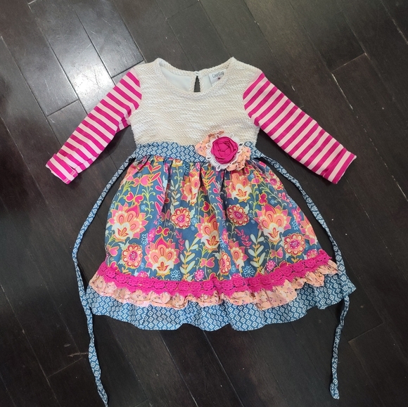 Multi floral ruffle boutique girls dress 3T counting daisies - Picture 2 of 5